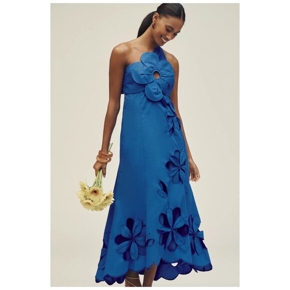 ANTHROPOLOGIE | Cotton One-Shoulder Cutwork Dress | NWT - Picture 2 of 8